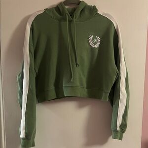 Victorias Secret Pink Green White Cropped Hoodie with White Accents